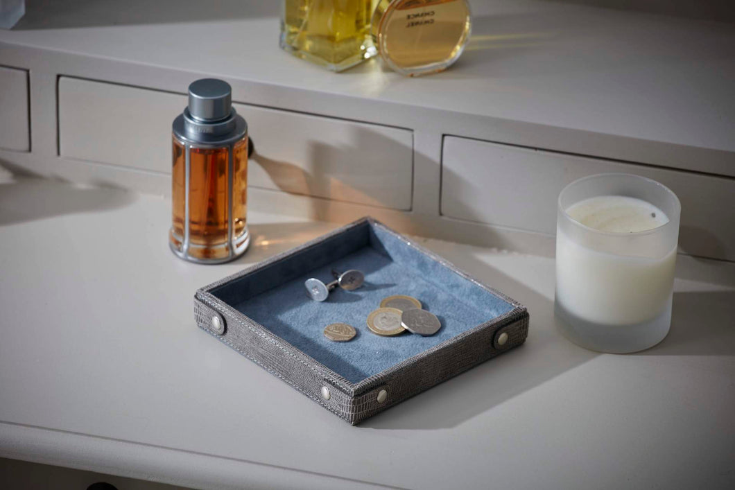 Archie grey croc leather coin tray