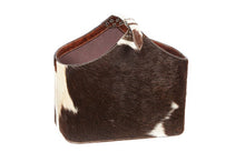 Load image into Gallery viewer, Bedford black and white cowhide storage basket