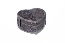 Load image into Gallery viewer, Hermione grey croc leather heart-shaped trinket box
