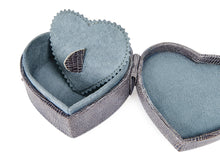 Load image into Gallery viewer, Hermione grey croc leather heart-shaped trinket box