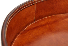 Load image into Gallery viewer, Wilton classic tan round leather drinks tray

