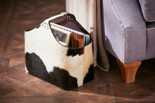 Load image into Gallery viewer, Bedford black and white cowhide storage basket
