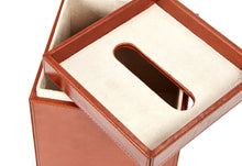 Load image into Gallery viewer, Bloomsbury classic tan leather tissue box cover
