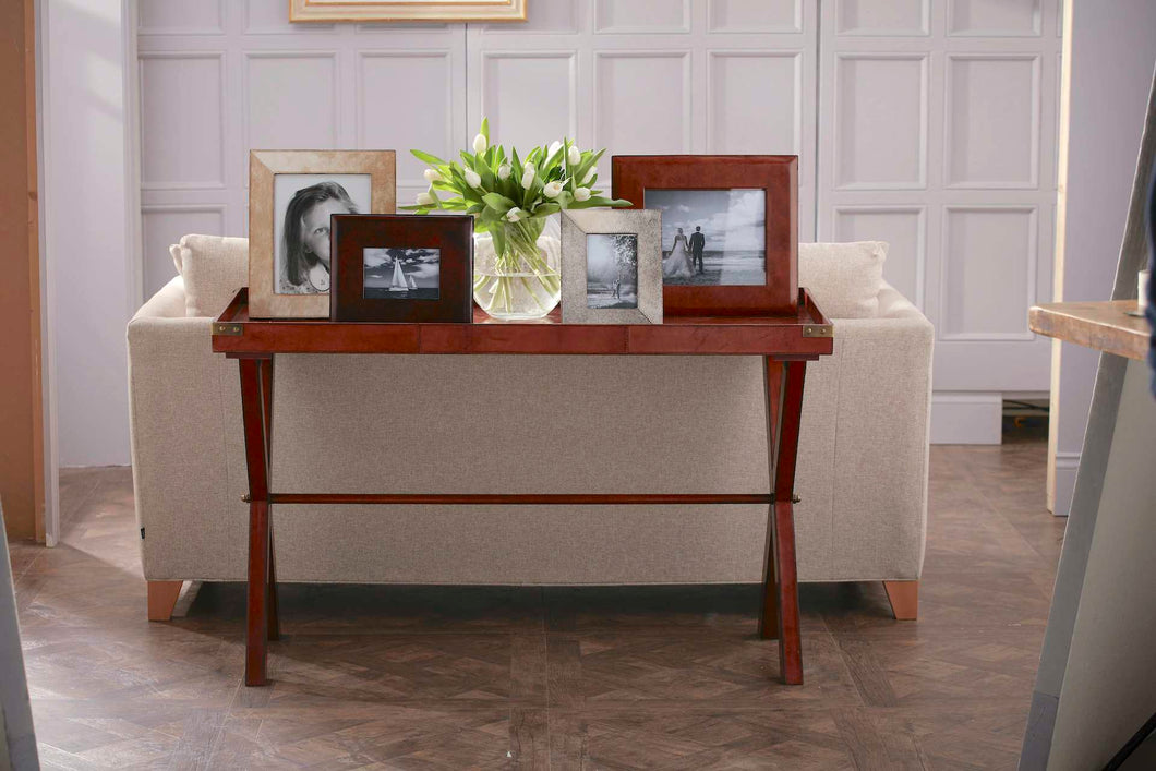 Hampstead classic tan leather console table