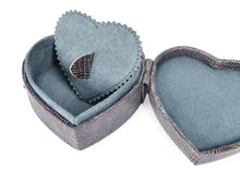 Load image into Gallery viewer, Hermione grey croc leather heart-shaped trinket box
