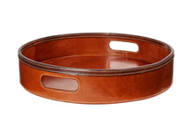 Load image into Gallery viewer, Wilton classic tan round leather drinks tray
